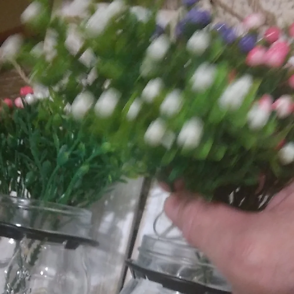 White Faux Floral Accents with Illuminated Glass Jars